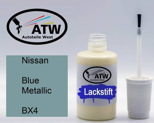 Nissan, Blue Metallic, BX4: 20ml Lackstift, von ATW Autoteile West.